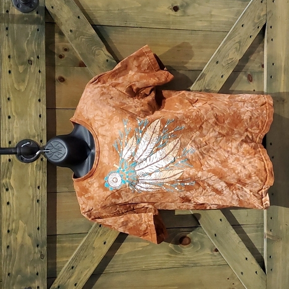 CACTUS BAY DREAM CATCHER RUSTIC ACID WASH TIE DYE TOP MEDIUM  TRIBAL - Picture 1 of 7